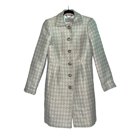 Banana Republic Vintage Cream Houndstooth Coat Size XS - Picture 1 of 9
